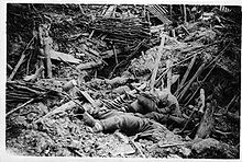 World War 1 Picture - German trench destroyed by a mine explosion.