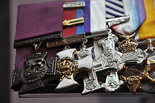 World War 1 Picture - Billy Bishop's decorations (now part of Canadian War Museum collection) include (left to right) Victoria Cross, Distinguished Service Order with Bar, Military Cross, Distinguished Flying Cross, 1914-1915 Star, British War Medal 1914-1920.