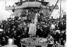 World War 1 Picture - Some of the survivors aboard HMS Scourge