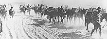 World War 1 Picture - British infantry advancing through Mesopotamia near the Tigris river in 1916.