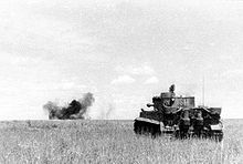 World War 1 Picture - A German Tiger I tank in combat during the Battle of Kursk in 1943