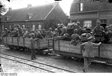 World War 1 Picture - German troops loading for transport to the front about 1915.