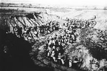 World War 1 Picture - German Marines in forward position during the siege.