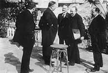 World War 1 Picture - Chancellor of Germany Joseph Wirth (2.from left) with Krassin, Georgi Chicherin and Joffe from the Russian delegation.