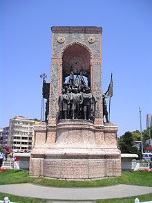 World War 1 Picture - Ataturk's statues are erected in every town of Turkey. The Monument of the Republic, crafted by the famous Italian sculptor Pietro Canonica, is located at the Taksim Square in Istanbul.