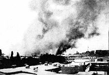 World War 1 Picture - Damascus in flames as the result of the French air raid on October 18, 1925.