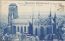 World War 1 Picture - Then Lutheran Supreme Parish Church of St. Mary's, Rechtstadt quarter of Danzig