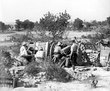 World War 1 Picture - French Colonial 75 mm artillery gun in action near Sedd el Bahr at Cape Helles, Gallipoli during the Third Battle of Krithia, 4 June 1915.