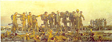 World War 1 Picture - John Singer Sargent's Gassed presents a classical frieze of soldiers being led from the battlefield -- alive, but changed forever by individual encounters with deadly hazard in war.