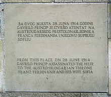 World War 1 Picture - A plaque commemorating the location of the Sarajevo Assassination