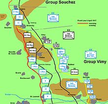 World War 1 Picture - German dispositions at Vimy Ridge on the first day of the battle