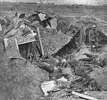 World War 1 Picture - A demolished German trench and dugout near Guillemont