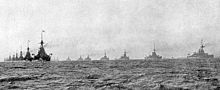 World War 1 Picture - The British Grand Fleet steaming in parallel columns at the outbreak of war in 1914