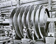 World War 1 Picture - Britannic's turbine engine being assembled