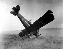 World War 1 Picture - A German Hannover CL III shot down on October 4 between Montfaucon and Cierges.