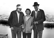 World War 1 Picture - Hemingway bird-hunting at Silver Creek, near Picabo, Idaho, January 1959. With him is Gary Cooper and local resident Bobbie Peterson.