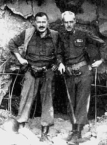 World War 1 Picture - Hemingway with Col. Charles (Buck) T. Lanham in Germany, 1944, during the fighting in Hxrtgenwald, after which he became ill with pneumonia.