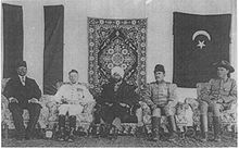World War 1 Picture - Mahendra Pratap (centre) at the head of the Mission with the German and Turkish delegates in Kabul, 1915. Seated to his right is Werner Otto von Hentig.