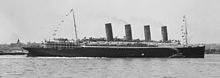 World War 1 Picture - Lusitania arriving New York on her maiden Voyage 7 Sep 1907