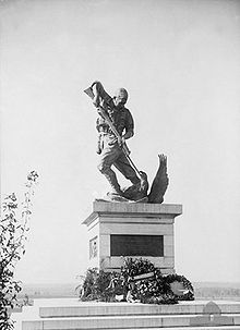 World War 1 Picture - The Mont St. Quentin memorial (c. 1925) commemorates the men of the Australian Imperial Forces (AIF) and their contribution in the battle which was fought in this area.