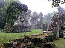 World War 1 Picture - Ruined church at Montfaucon-d'Argonne. The blocky structure on the left is a German WWI observation post.