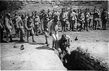 World War 1 Picture - Portuguese troops training with gas masks in the Western Front.