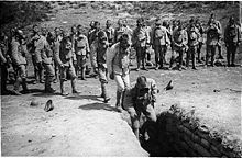 World War 1 Picture - Portuguese troops training with gas masks in the Western Front.