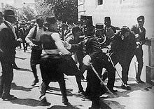 World War 1 Picture - This picture is still widely identified as showing Gavrilo Princip's arrest. However, the figure under detention does not resemble Princip and is perhaps another member of the group of assassins. It has also been suggested that he is a German passerby who saved Princip from being lynched and was seized in the confusion of the moment