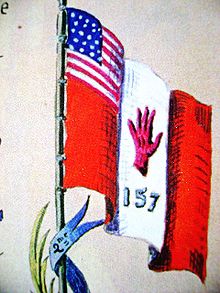 World War 1 Picture - 157th I.D.Red Hand flag [1] drawn by General Mariano Goybet.