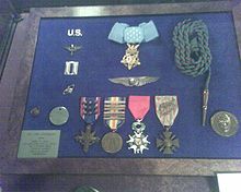 World War 1 Picture - Rickenbacker's military awards, badges, and insignia on display at the San Diego Aerospace Museum