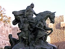 World War 1 Picture - The Statue of Saladin near the Citadel of Damascus.