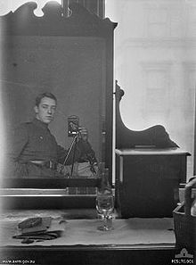 World War 1 Picture - Self portrait of Thomas Baker taken with a Kodak camera using his reflection in a dresser mirror