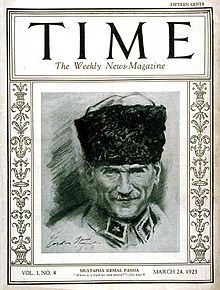 World War 1 Picture - TIME 24 March 1923. Ataturk, the title reads 'Where is a Turk his own master?'