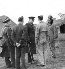 World War 1 Picture - Trenchard with 12 Squadron personnel in France during April 1940.