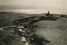 World War 1 Picture - Turkish trenches at the shores of the Dead Sea, 1918.