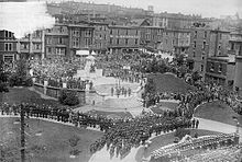 World War 1 Picture - Field Marshal Haig unveiling the National War Memorial in St. John's, Newfoundland. (Memorial Day 1 July 1924)