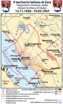 World War 1 Picture - Map of the Italian territory of Zara, 1920-1947