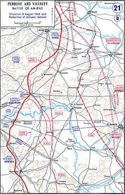 World War 1 Picture - Map depicting the advance of the Allied line