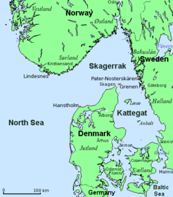 World War 1 Picture - The throat of the Skagerrak, the strategic gateway to the Baltic and North Atlantic, waters off Jutland and Norway