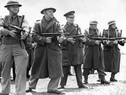 World War 1 Picture - General Sir Harry Chauvel (centre) with a group of officers for practice with Owen guns