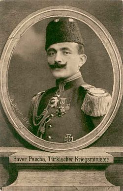 World War 1 Picture - Enver Pasha, depicted on a First World War German postcard.