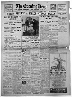 World War 1 Picture - Evening News cover, 19 November. It recounts the 