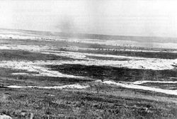 World War 1 Picture - 2nd Battalion, Gordon Highlanders crossing no man's land near Mametz.
