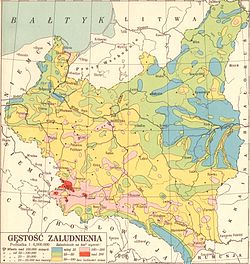 World War 1 Picture - Poland and the Free City of Danzig (Gdansk), population density, 1930