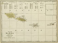 World War 1 Picture - Chromograph map of Samoa - George Cram 1896