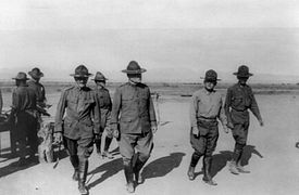 World War 1 Picture - General Pershing and General Bliss inspecting the camp, with Colonel Winn, Commander of the 24th Infantry during Punitive Expedition into Mexico