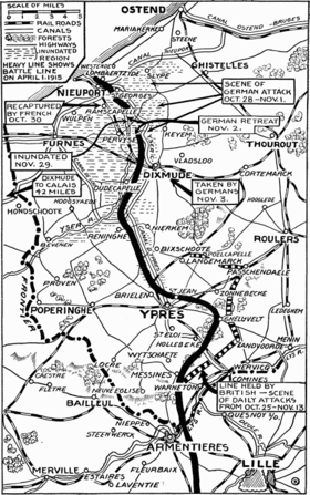 World War 1 Picture - A map of the battles in and around Ypres October-November 1914.