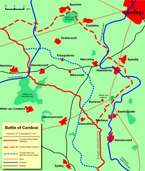 World War 1 Picture - Frontlines before and after the battle.