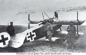 World War 1 Picture - The Fokker triplane belonging to Manfred von Richthofen (the 