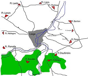 World War 1 Picture - Diagram of the fortresses of Liege.